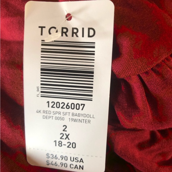 Torrid Plus Size 2 Burgundy Hi/Lo Top-NWT - Picture 5 of 6